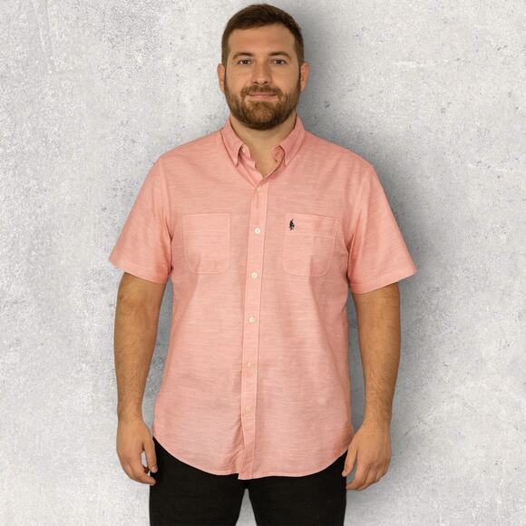 U.S. Polo Assn. Shirt Mens XL Pink Short Sleeve Button Up Casual Summer Preppy - Picture 1 of 7